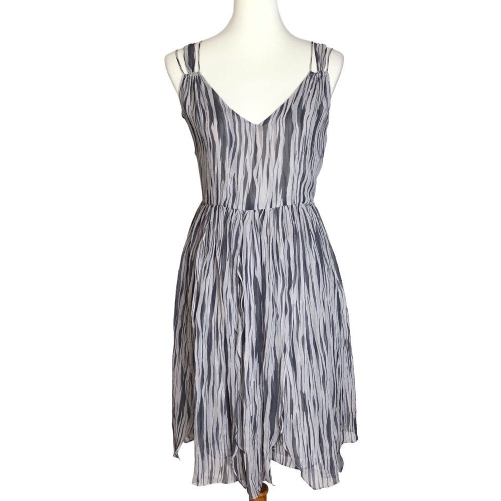 Vena Cava Coop Barney’s New York Silk Dress Black/Gray Ribbon Stripe Size 6